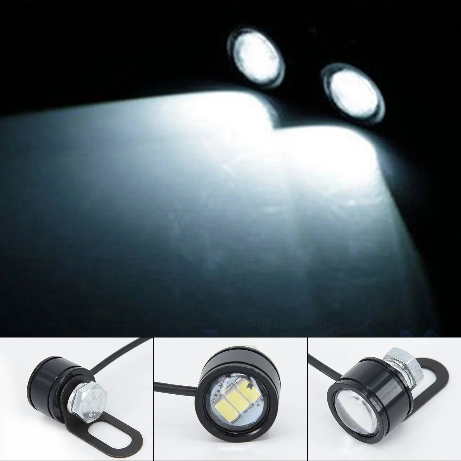 2pcs 12V Motorcycle LED Headlight Lens Lamps Spotlight Daytime Running Lights