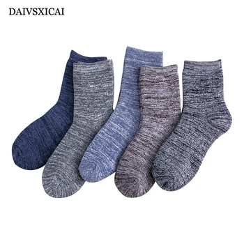 

3Pairs/lot=6pieces Autumn Winter Thick Warm Socks Man National Style Line Solid Color Long Tube Socks Male