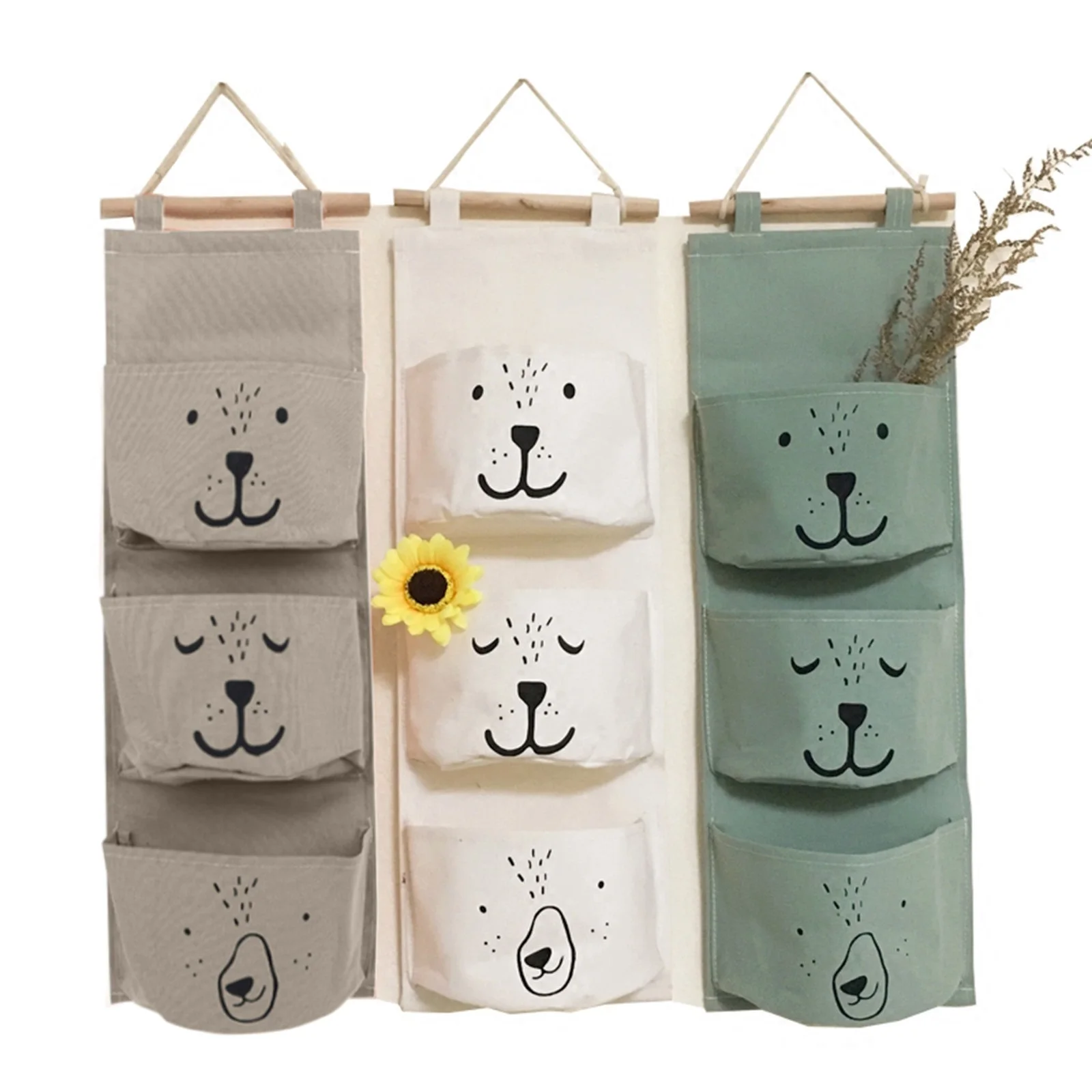 New Wall Hanging Bag Bear Pocket Hanger Bathroom Baby Hanging Bag Pocket Folding Storage Bag