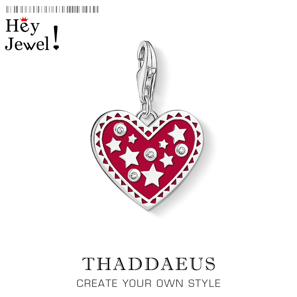 

Red Heart with Stars Charms Pendant Thomas Jewelry Findings Accessories 925 Sterling Silver Fashion Jewelry Ts Gift For Women