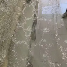 Новое поступление 5 ярдов/сумка zz001 серебряные блестки бусины цвета шампанского золото Тюлевая сетчатая кружевная ткань для распиловки свадебных платьев