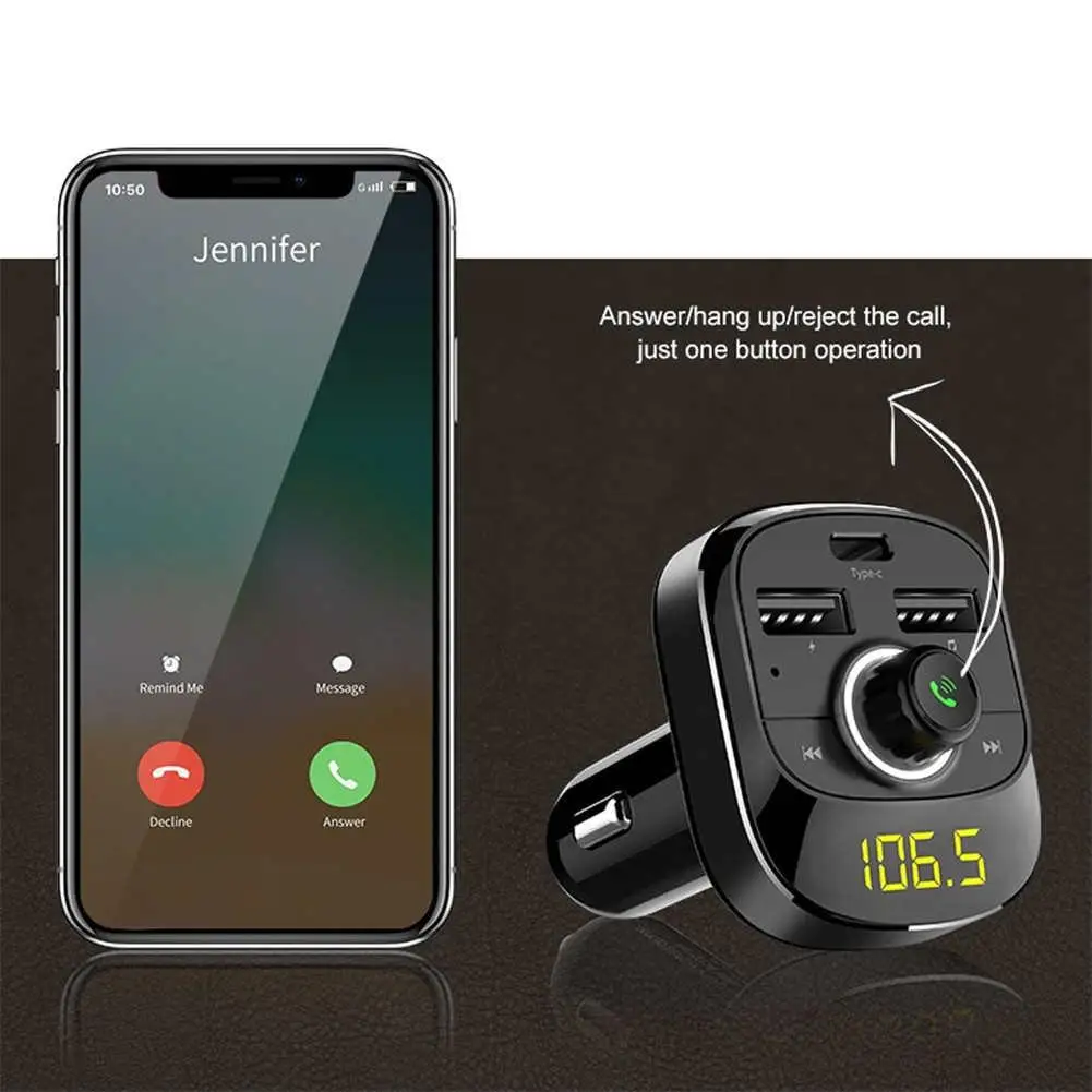 Автомобильный MP3-плеер Bluetooth fm-передатчик комплект Hands-Free 3.1A Dual USB Автомобильное зарядное устройство type-c автомобильный музыкальный mp3 автомобиль