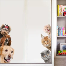 3D Искусственные милые маленькие кошки настенные наклейки с собаками вход в комнату Угловой стикер для украшения стен съемный водонепроницаемый обои