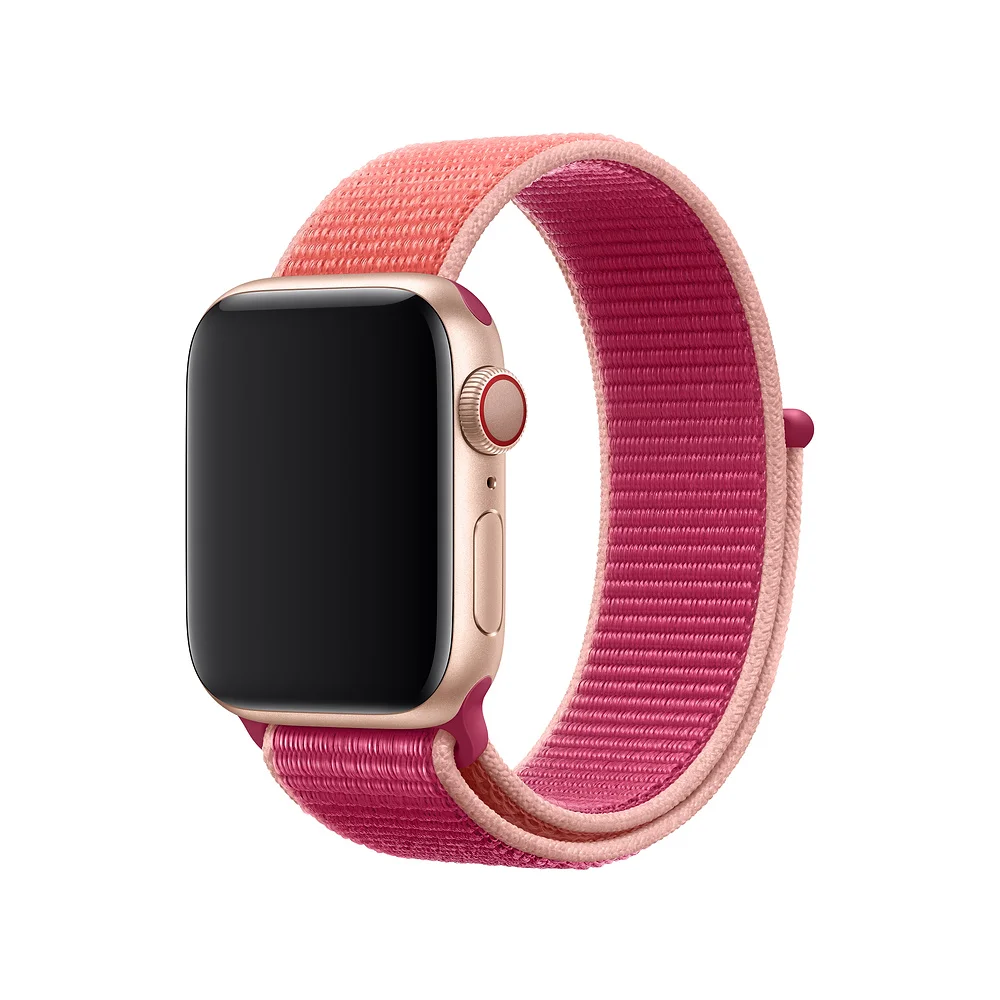 Pomegranate Нейлоновый спортивный бесшовный ремешок для наручных часов Apple Watch, ремешок 42 мм, 38 мм и нержавеющая сталь металлический корпус 44 мм/40 мм наручных часов iWatch, 5/4/3/2/1 браслет, ремешок на запястье для наручных часов аксессуары - Цвет ремешка: Pomegranate