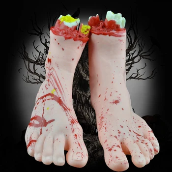 

2Pcs/set Horror Fake Broken Bloody Foot Halloween Make-up Prop Cosplay Costume Decoration Trick Tool Both Feet skin color