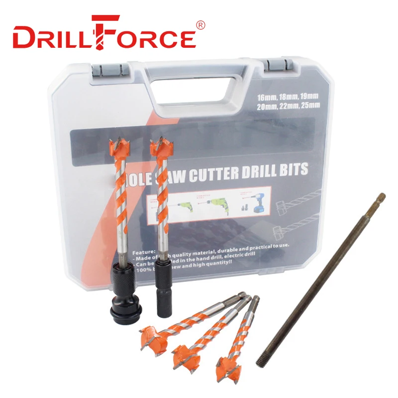 Набор сверл Drillforce комплект из 9 твердосплавных насадок 16-25 мм для работ по дереву |