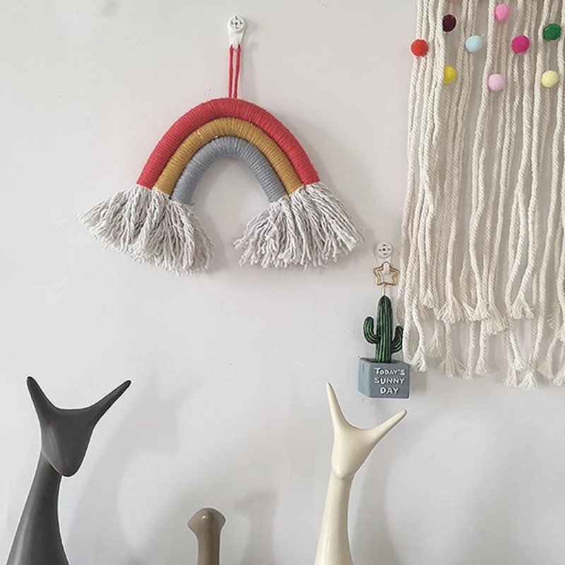 Rainbow Handmade Weaving Ornament Home Decoration Accessories Nordic Fresh Simple Kid Room Wall Decoration Hanging