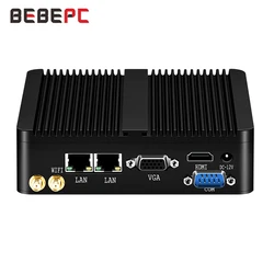 BEBEPC Industrial Fanless Mini PC Celeron J1900 N2930 J1800 HTPC Dual LAN &COM Gigabit Windows 10 Linux Mini Computer HD WIFI