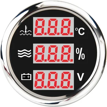 

52MM New Waterproof 3 in 1 Multi-Function Digital Gauge With Water Temp Water Level Voltmeter 9-32V Alarm Function
