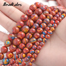 

6/8/10mm Loose Beads Natural Stone Dark Red Blue Malachite Beads Round For Jewelry DIY Making Bracelet Accessories