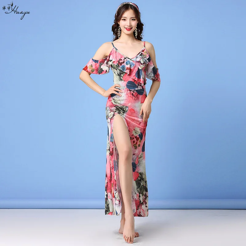 

Huayu Dance Belly Dance Clothing New Style Summer Sexy Camisole off-Shoulder Floral Printed Dress Performance Fairy Skirt