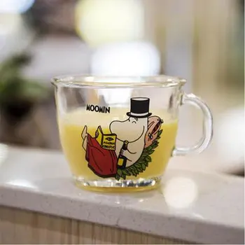 

RUIDA Creative Cute Moomin Glass Mugs Cup Wedding With Lid Water Milk Tea Glass Coffee Mug Moomin Cartoon Kids Students for Home