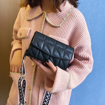 

Vintage Diamond Lattice Flap Shoulder Bags Ladies Wide Belt Crossbody Messenger Evening Clutch Purse Bag Small Handbags Luxury