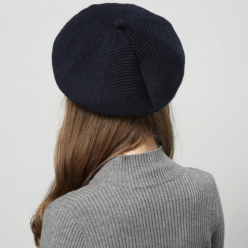 Женский берет модная шляпа для зимы женские вязаные хлопковые шерстяные шапки шапка осень брендовые новые женские шапки s женские береты