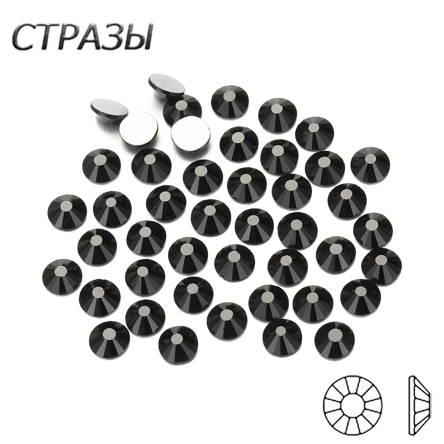 

CTPA3bI Black Color All Size Glass Crystal Non Hotfix Strass Pixie Rhinestones Flatback Decorations For Nails Art Decorations