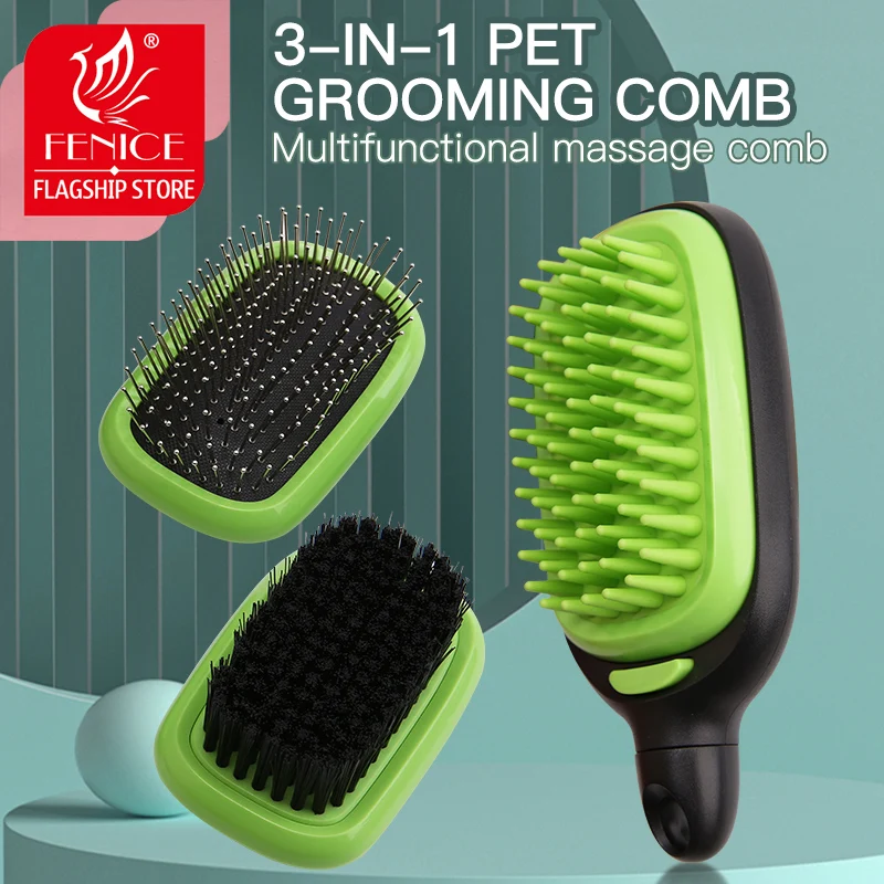Fenice 3in1 Pet Cat Dog Rabbit Grooming Comb Hair Multifunctional