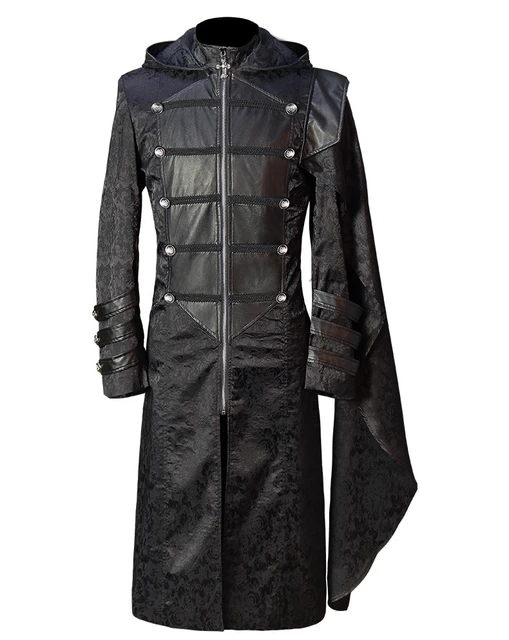 Gabardina larga con capucha para hombre, abrigo de moda Steampunk,  ajustado, elegante, color negro, para invierno, 2023 - AliExpress