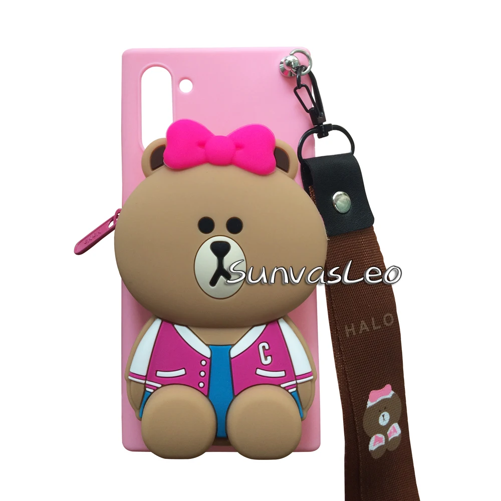 For iPhone 6 6s 7 8 Plus X XS XR XS Max 3D Purse Cute 3D Cartoon Animal Soft Silicone Case Wallet Cover With Strape Phone Cover - Цвет: Bow Bear