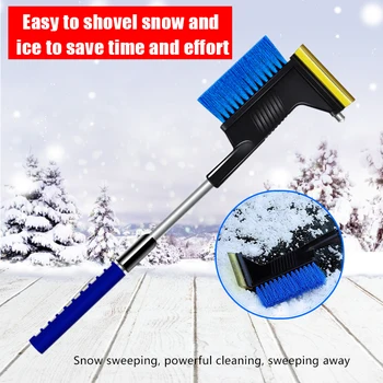

Multifunctional Snow Brush Stainless Steel Ice Shovel Blue Telescopic Defrost Tool For Car Windshield Snow Removal Tool