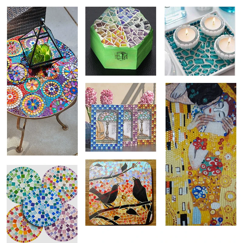 discount  300pcs/Pack Colorful Crystal Glass Mosaic Tiles DIY Materials Kids DIY Craft Handmade Square Mosaic