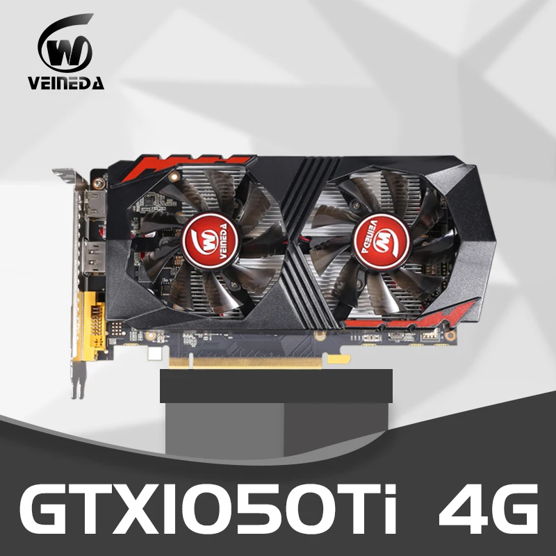 VEINEDA видео карта для компьютерная графическая карта PCI-E GTX1050Ti GPU 4 Гб 128Bit DDR5 для nVIDIA Видеокарта Hdmi Dvi игра