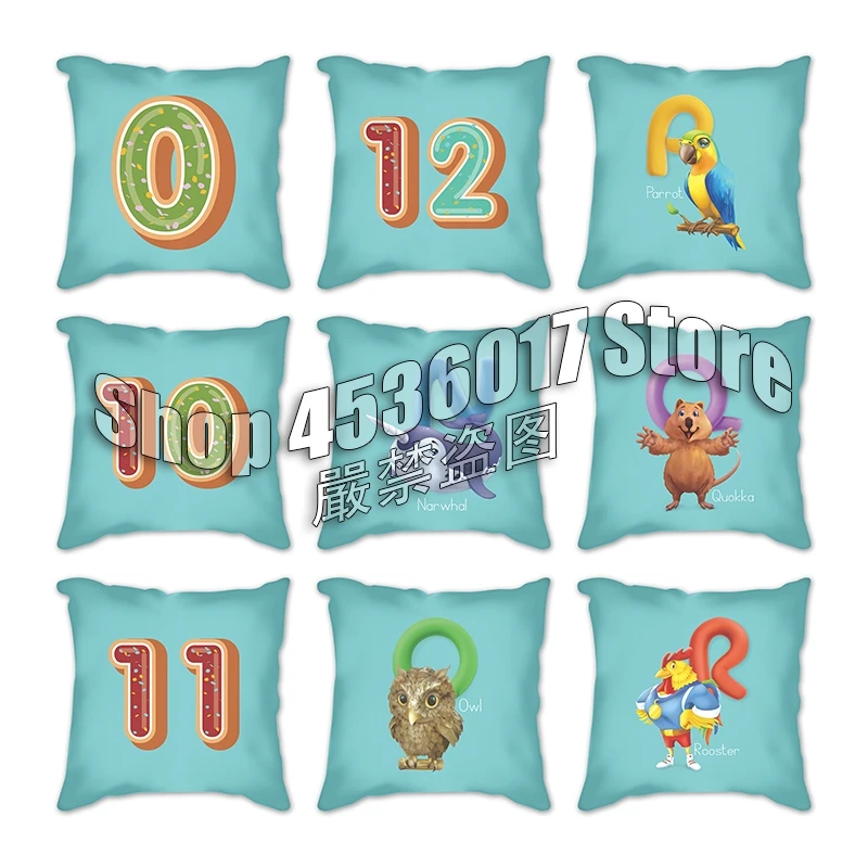 

Decorative Throw Pillow Blue Letter Square Love Geometric Cotton Linen Cushion Cover For Sofa Home Capa De Almofadas