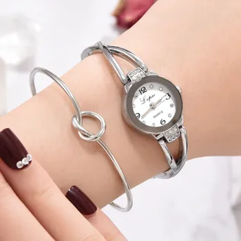 

Bracelet Watch Heart shaped knotted 2pcs/Set Luxury Fashion Simple Dial Steel Strip Watch Heart Shaped Knot Bracelet reloj mujer