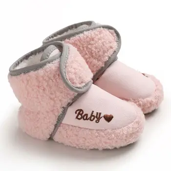 

Baby Toddler Snow Boots Babies Winter Warm Booties Faux Fleece Anti-Slip Toddler Newborn Baby Shoe Letter Crib Shoes t