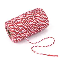 Sznurki czerwone i białe 100M 328 stóp sznurki bawełniane sznurki świąteczne sznurki do pakowania dla majsterkowiczów rzemiosło i pakowanie prezentów trwałe tanie i dobre opinie CN (pochodzenie) W paski Walentynki