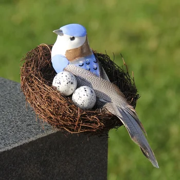 

Artificial Rattan Bird Nest Simulation Eggs Garden Yard Props DIY Ornaments Party Decor Handmade Birdhouse Birdcage Easter Craft