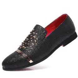 Мужская обувь Lok Fu в британском стиле; модная обувь с металлическим украшением; тренд; большой размер; удобная обувь с закрытым носком на