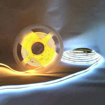 

High Bright FCOB LED Strip Lamp 384LEDs/M High Density FOB COB Flexible Rope DC12V 24V RA90 3000K 4000K 6000K LED Tape 5m/lot