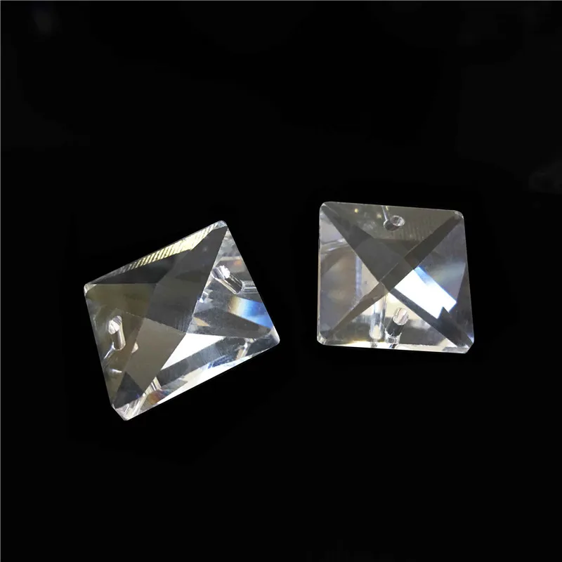 14mm-30mm Crystal Square Beads In 2 Holes 100pcs For Home Decoration Accessories Crystal Curtain Beads,Crystal Chandelier Bead
