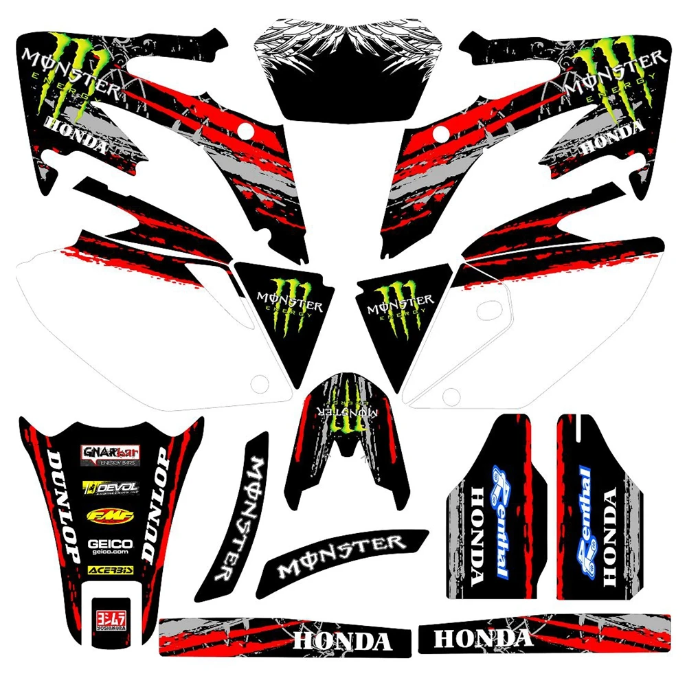 

New Full Graphics Decals Stickers Custom Number Name 3M Bright Stickers Waterproof For HONDA CRF250X 2005-2014