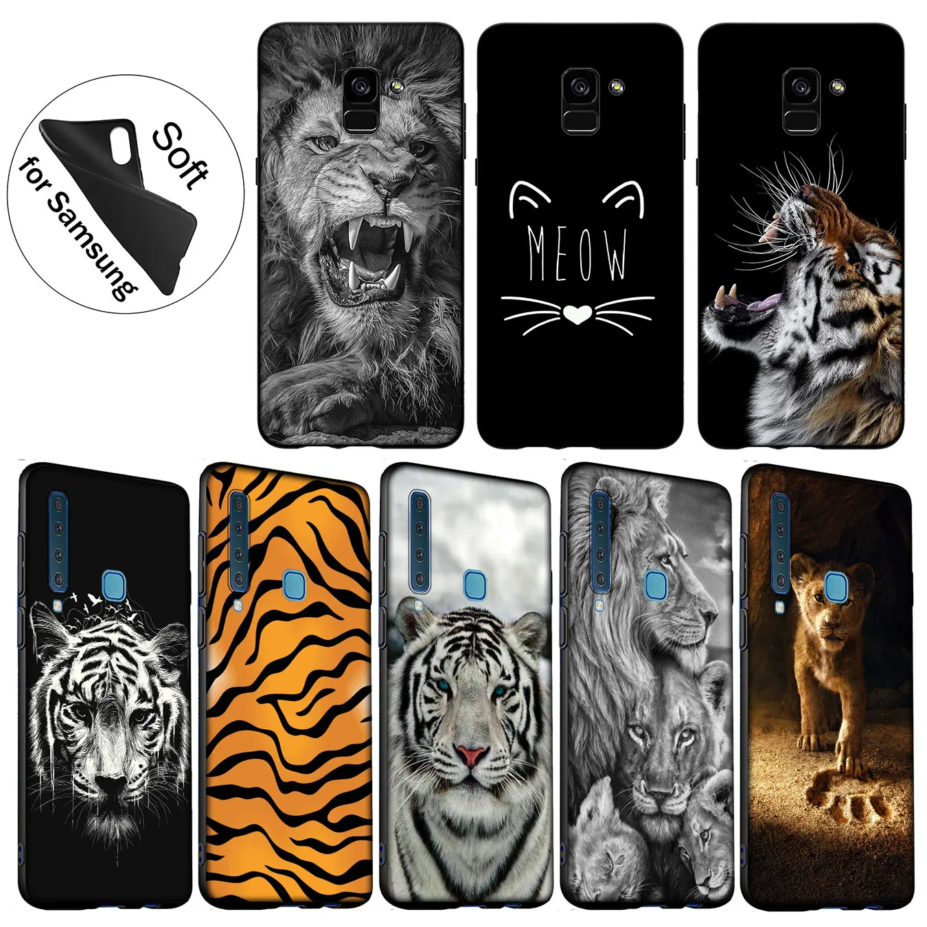 IYICAO Tiger The Lion King Soft Silicone Cover Case for Samsung Galaxy J8 J7 Duo J6 J4 Plus A2 Core Prime 2018 TPU Black |
