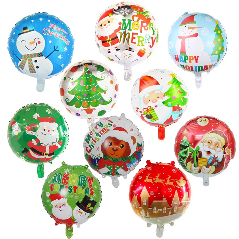 10 шт. 18 дюймов круглые рождественские украшения из фольги шары Санта-Клаус Снеговик Рождественская елка шар Рождественские шары надувные игрушки - Цвет: mix
