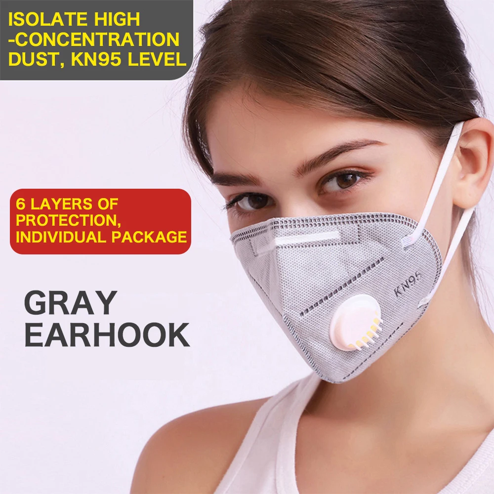 

20PCS KN95 Mask Valved Breathing Equivalent To FFP2 N95 DustProof PM2.5 6Layer Mouth Mask Comfortable Protective KN95 Stock Mask