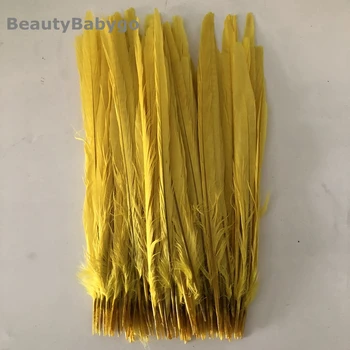 

10-12 inch ( 25-30 cm ) Bleached Dyed Yellow Ringneck Pheasant Tail Feathers for sale 100Pcs/pack Natural Real Carnival Feather