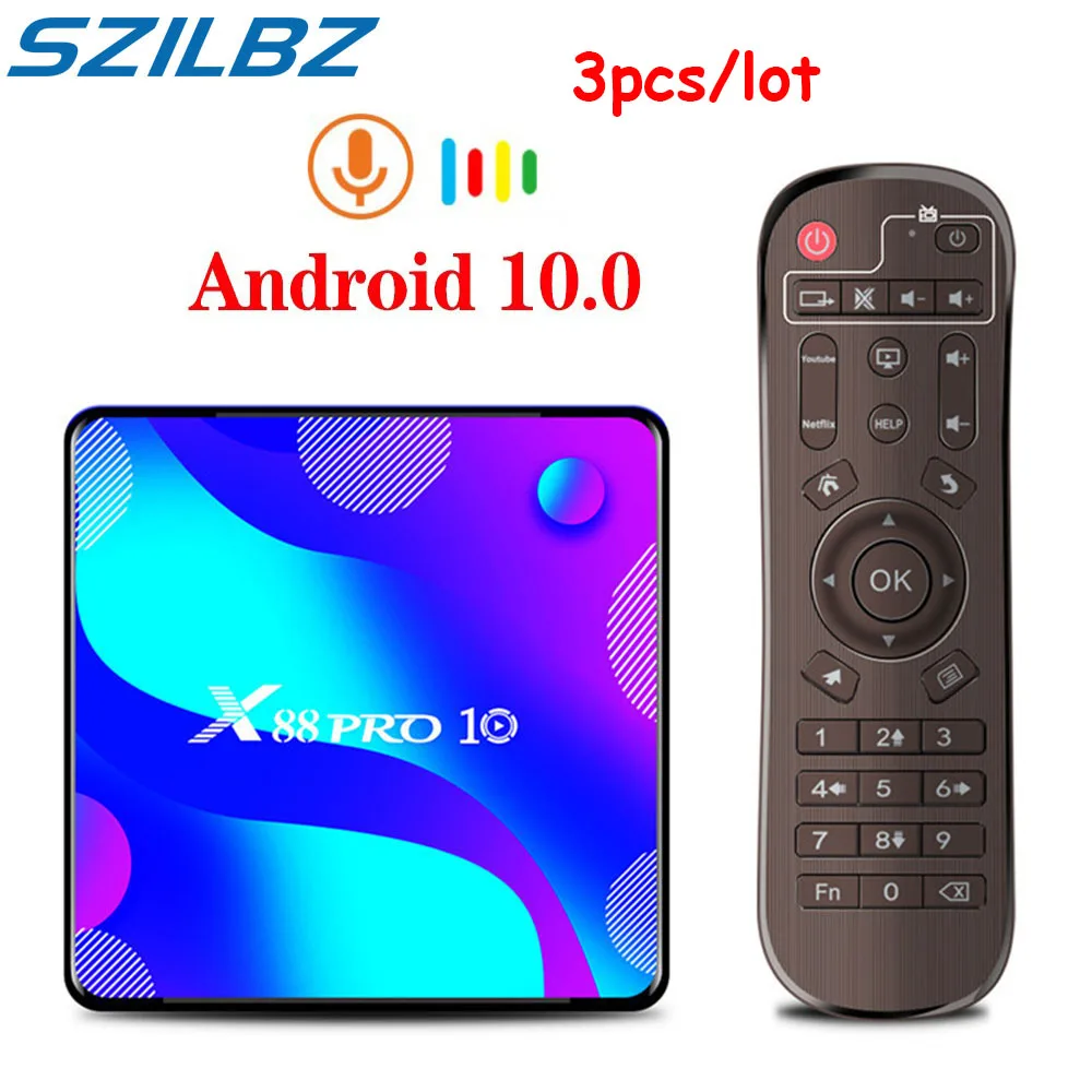 ТВ-приставка X88 PRO 10 3 шт. Android 4 + 128/64/32 ГБ Rockchip RK3318 | Электроника