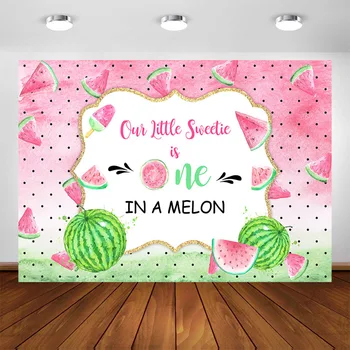 

Watermelon Birthday Backdrop Sweetie One in a Melon Party Banner Photography Background First Birthday Newborn Baby Shower Party