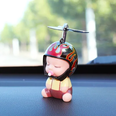 Креативная кукла автомобиль украшения бамбуковый полюс шлем кукла с пустышкой трясущиеся сети красный сломанный ветер утка - Название цвета: Blue