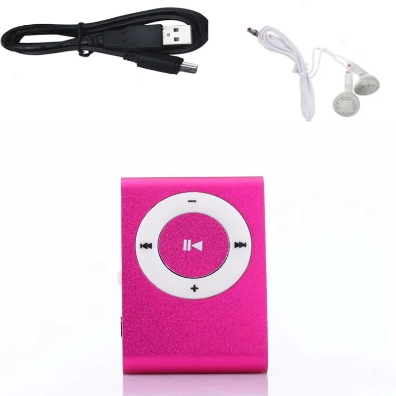 Портативный мини Mp3 музыкальный плеер Mp3 плеер Поддержка Micro TFCard слот USB MP3 S порт плеер USB порт с наушниками для Iphone - Цвет: Розовый