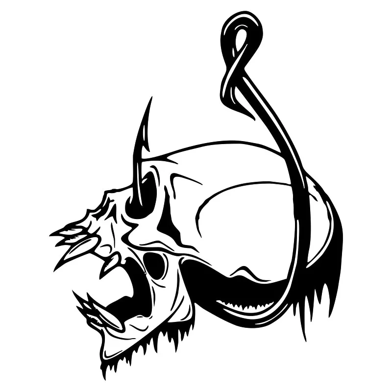 

Car Sticker Skull Hook Fishing Bone Boat Car Stuck Windows PVC Premium Decals 16.3cm * 12.9cm