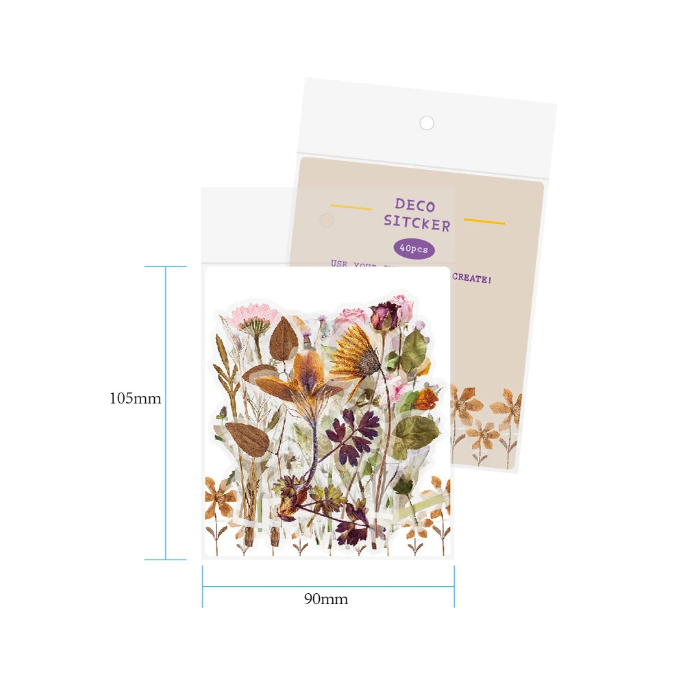 Floral and Butterfly Stationery Sticker Set - DIY Journal & Scrapbooking Decoration (40 Pieces)