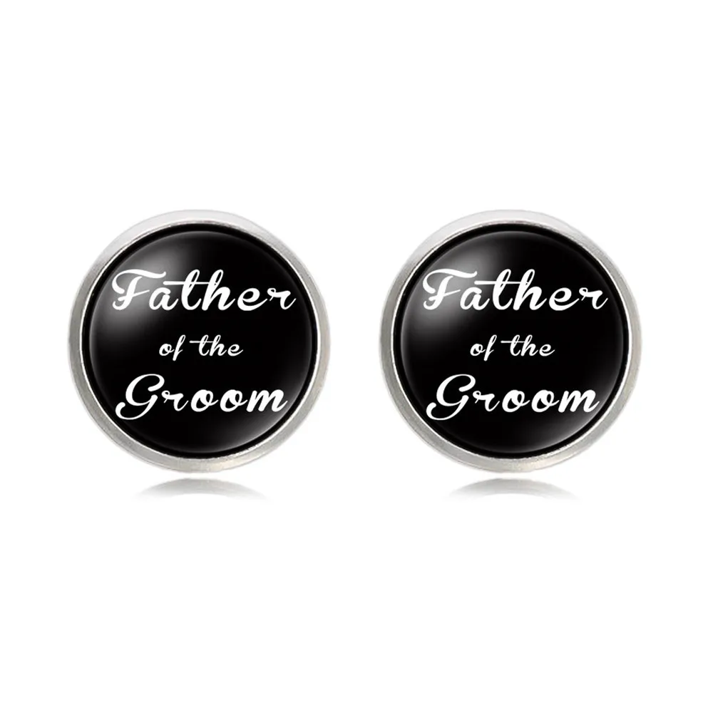 

European And American-Style Men's Wedding Cufflinks Fashion Simple with Text Lettered Shirt Cufflinks Best Man Holiday Gift