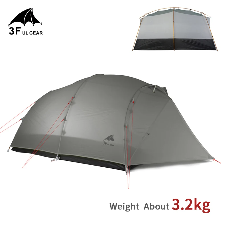 Ультралегкая палатка QingKong на 4 человека 3F UL GEAR 15D/210T Всесезонная вместительная для