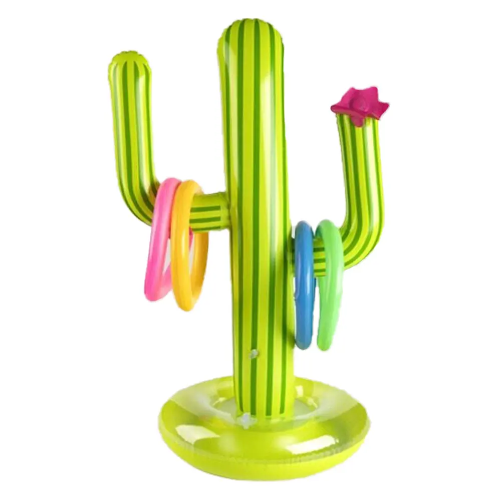 1Set Inflatable Cactus Ring Toss Game Inflatable Toss Game Pool Toys Hawaii Party Supplies Indoor Outdoor for Kids Adults