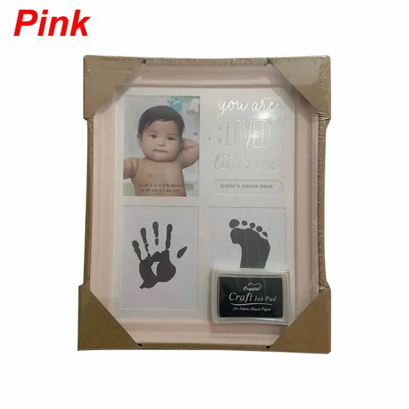 Pink Для малышей и детей постарше, подарок на день рождения для новорожденных на руках и ногах принт украшения 12 месяцы фоторамка Размеры: app.23 x 27,5 см - Цвет: Pink