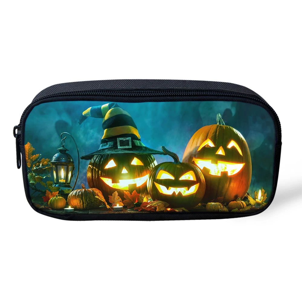 

Cartoon Pen Box Pencil Case Students Halloween Jack-O'-Lantern Print Girls Makeup Bag Boys Children Kids Stationery Storages Bag