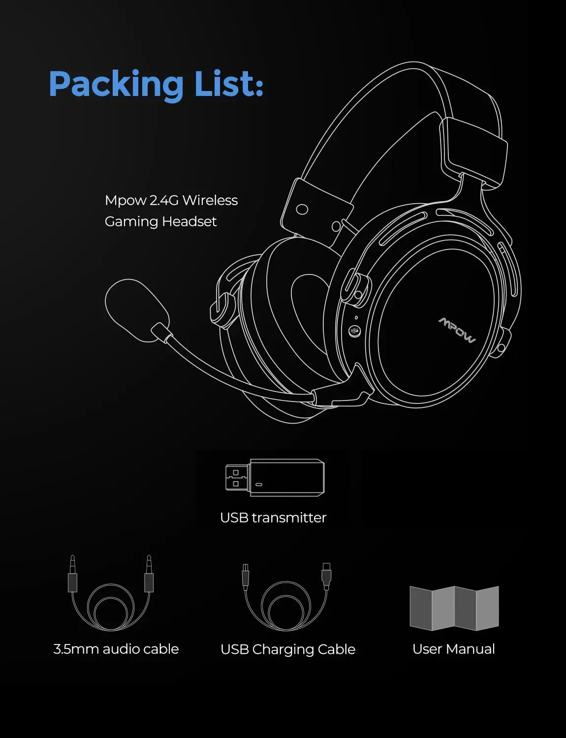 Mpow Air Wireless/Wired Stereo Gaming Headset For